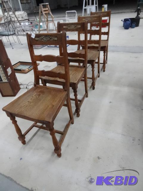4 Vintage Wood Chairs...
