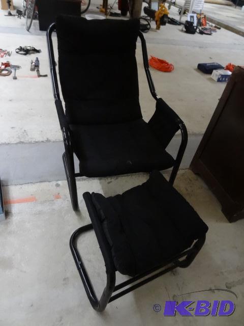 Metal Framed Chair With Foot Stool...