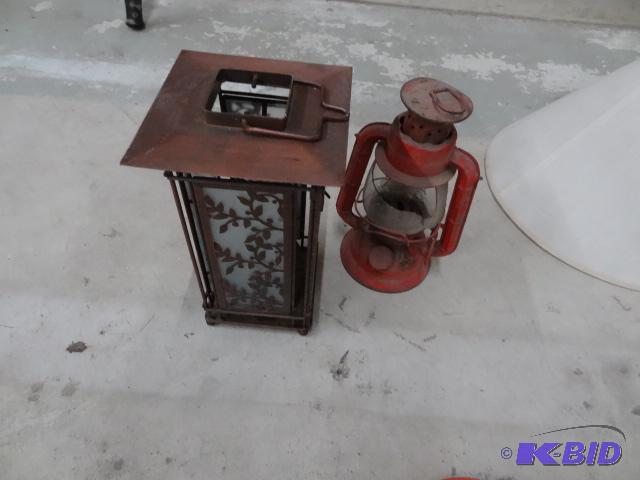 Vintage Lantern, Broken, Glass. Pillar Candle...
