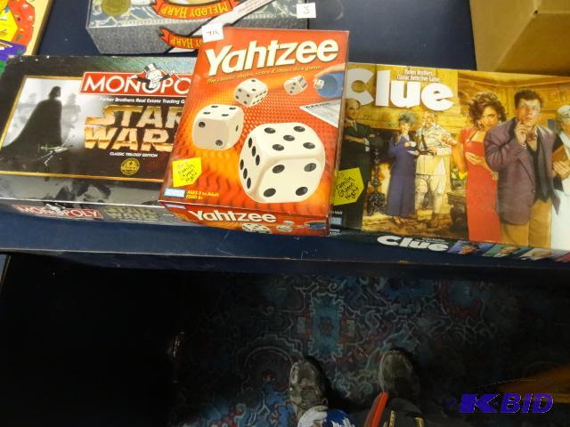 Yahtzee, Clue, and Star Wars Monopoly...