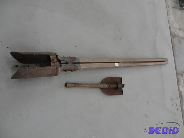 Army Shovel and Clam Shell Auger...