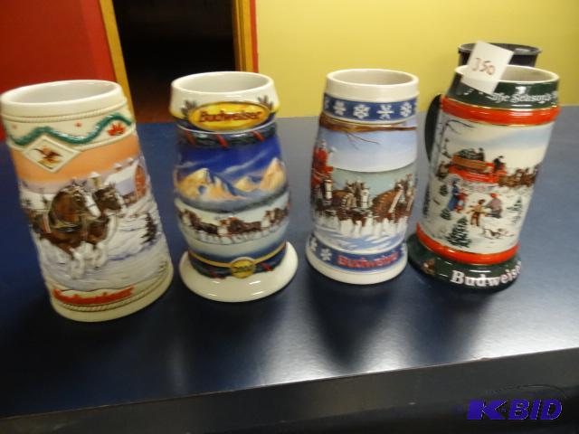 Budweiser Collector Beer Steins. Qty 4...