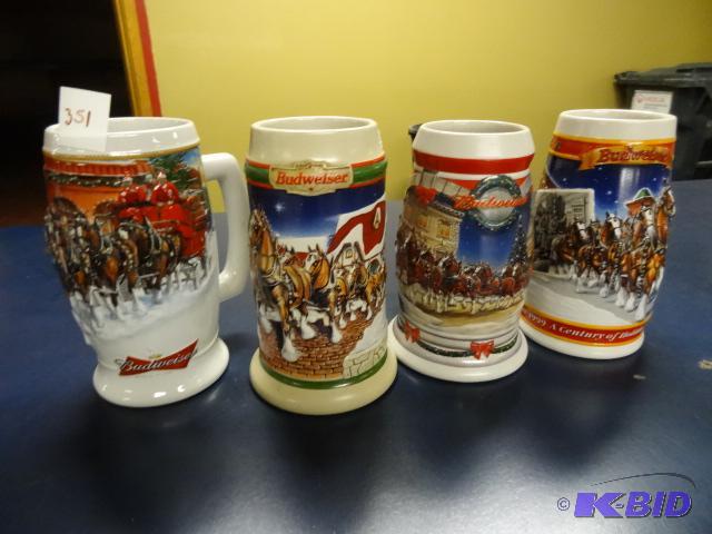 Budweiser Collector Beer Steins. Qty 4...