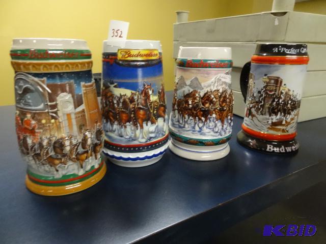 Budweiser Collector Beer Steins. Qty 4...
