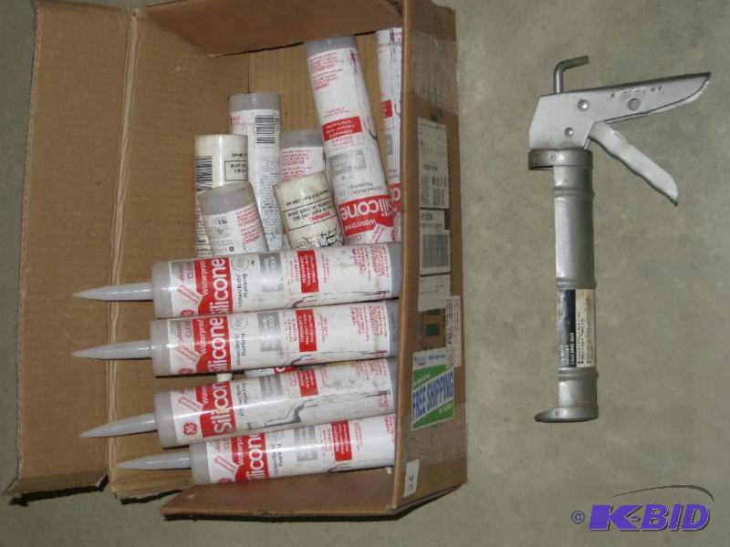 10 tubes of clear silicone and caulk gun...