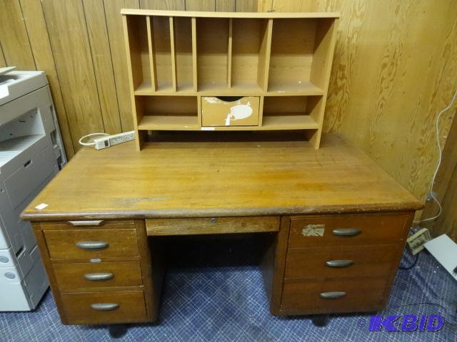 Vintage Wood Desk Left Side is a Typewriter T...