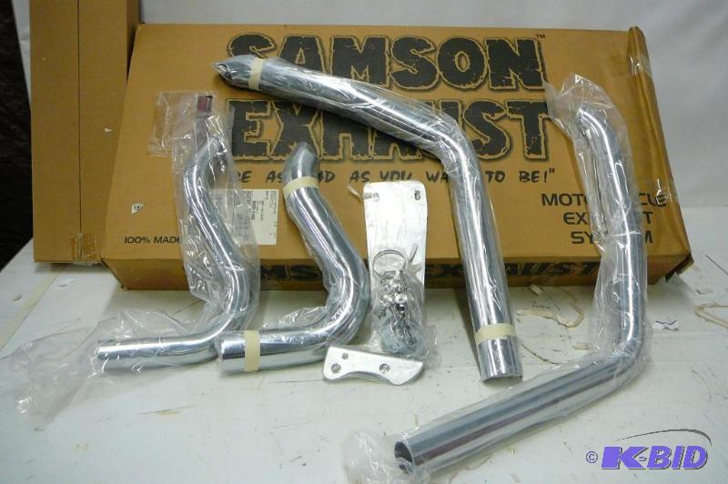 lot 5 image: Samson chrome exhaust motorcycle pipes made i...