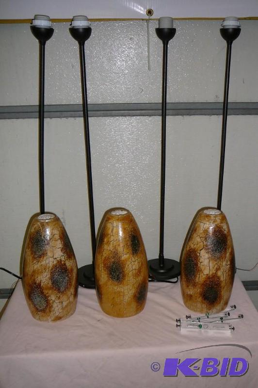 4 light fixtures with globs one missing globe...