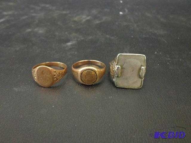 3 Gold Rings   1 Engraved B - 10K  1 10K&nbsp...