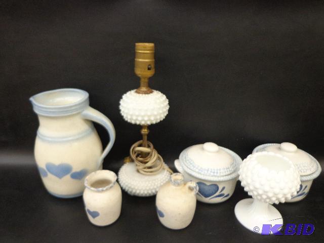 Pitcher w Matching Dishes   Blue Heart Desig...