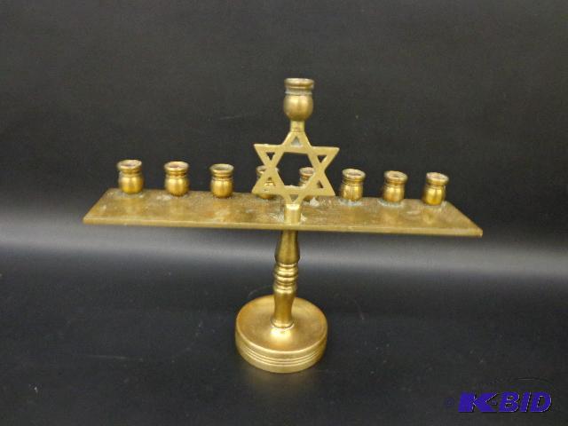 Brass Candelabra   Star of David  9 Mini Cand...