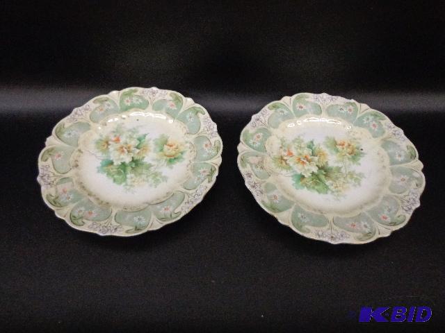 Beautiful Plates   GreenFloral Plates  7 34...