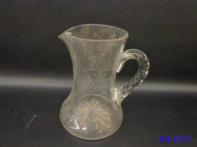 Crystal Pitcher   Beautifully Etched Design  ...