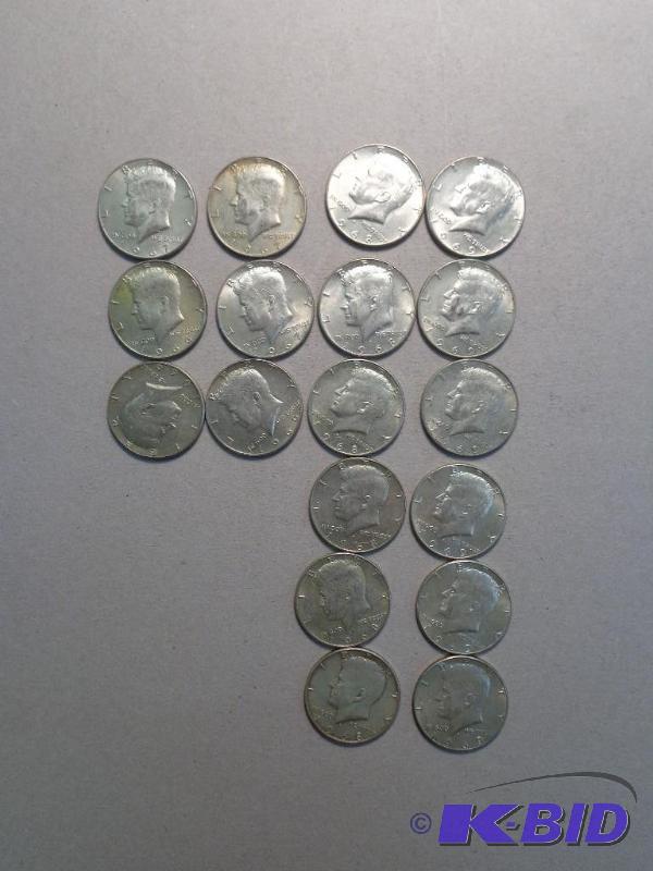 18 Kennedy Half Dollars   3 - 1966  3 - 1967 ...