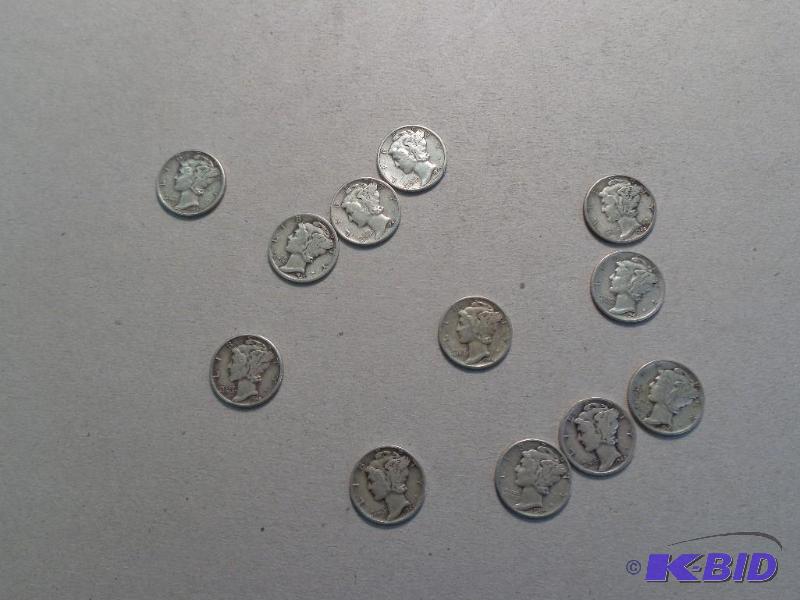 12 Mercury Dimes   1 - 1935  2 - 1942  1 - 19...