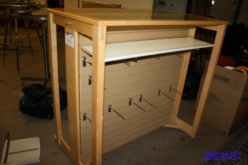 Wooden Display Unit wHangers & Glass Inserts