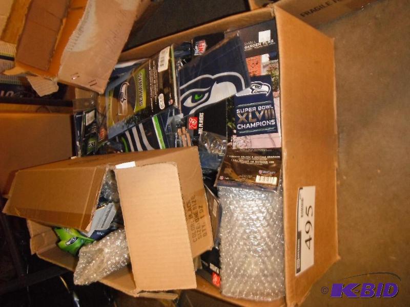 Box of Miscellaneous Officially Licensed Seattle Seahawks Gear