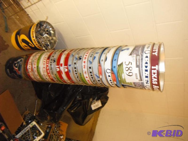 Metal Trash Bins wOfficial Sports Team Logos & Colors