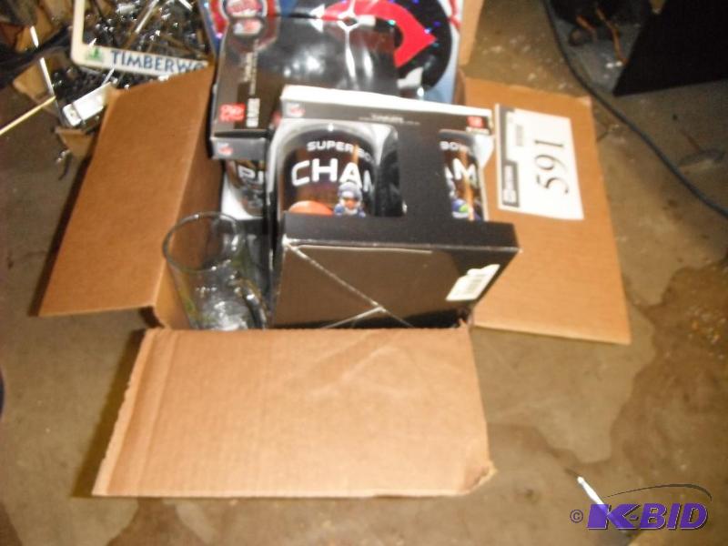 Box of Miscellaneous Officially Licensed Sports Merchandise