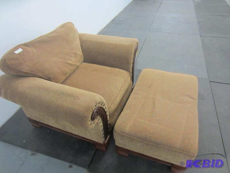 Quality Brown Arm chair and ottaman