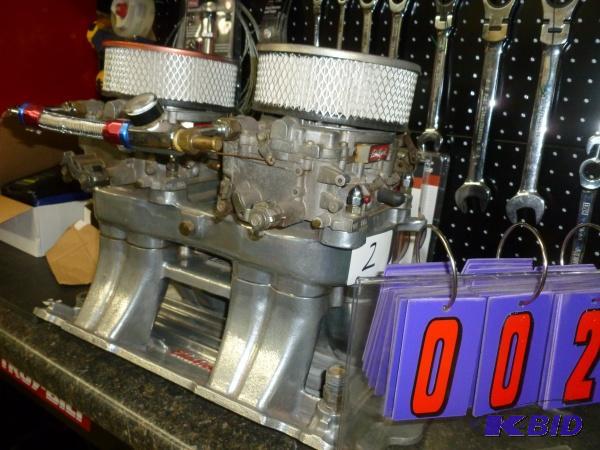 Edelbrock tunnel ram intake with twin edelbro...