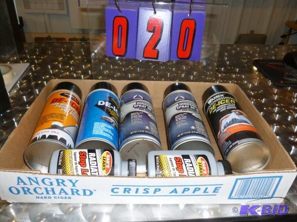 Flat of automotive items.. Deicers and misc. ...