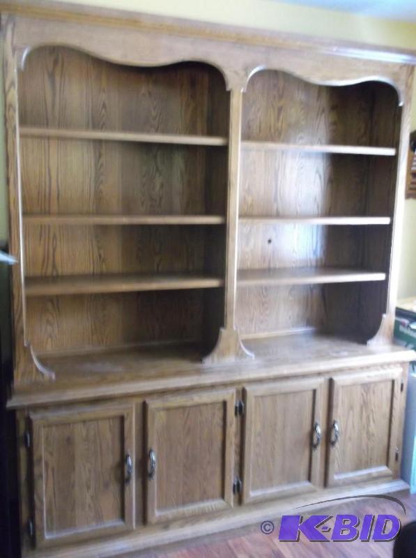 Large 2 piece Oak Credenza measuring 74 34&q...