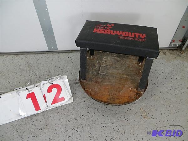 lot 12 image: Utility seat. Sears heavy duty- rolling. Abou...
