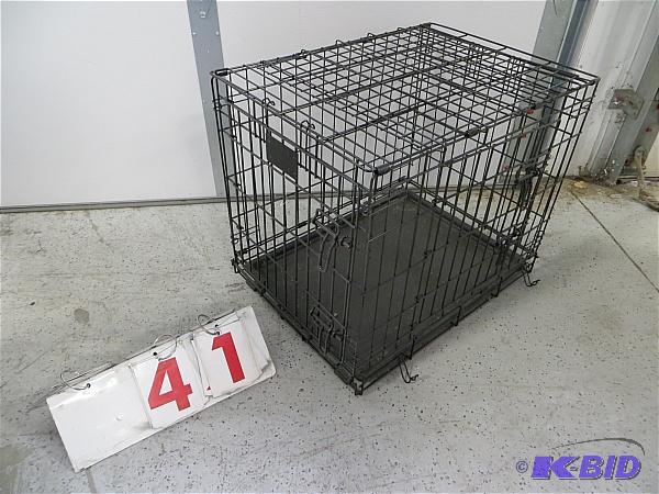 lot 41 image: Small dog crate. Portable, folding. 24&quotL...