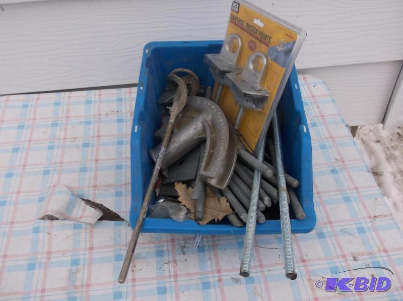 lot 31 image: Storage bin with threaded rod conduit bender ...