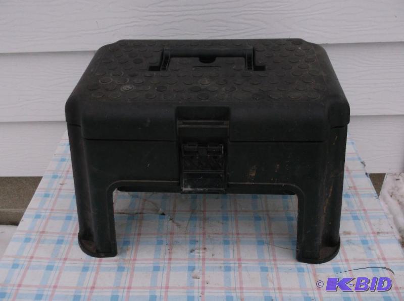lot 40 image: Tool box Stool with assortment of tools some ...