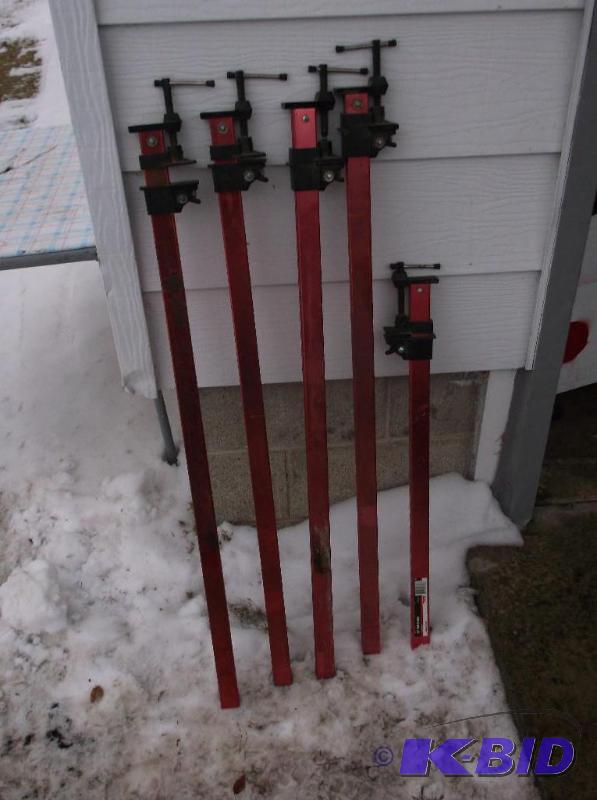 lot 42 image: Lot of 4 36" Jet aluminum bar clamps and...
