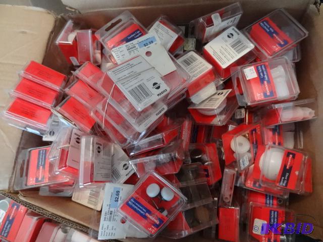 lot 49 image: Box Full of Nail on Glides. Door Stops. Furni...