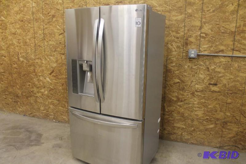 lot 3 image: LIKE NEW LG ULTRA-LARGE CAPACITY COUNTER DEPTH FRENCH DOOR FRIDGE W SMART COOLING PLUS #LFX25991ST