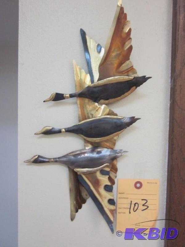 lot 103 image: Mid Century metal duck wall decor.   &nb...