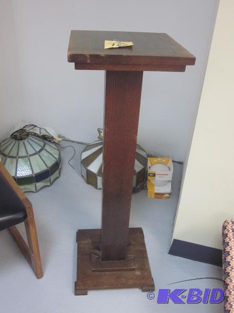 lot 12 image: Antique oak solid wood Mission style plant st...