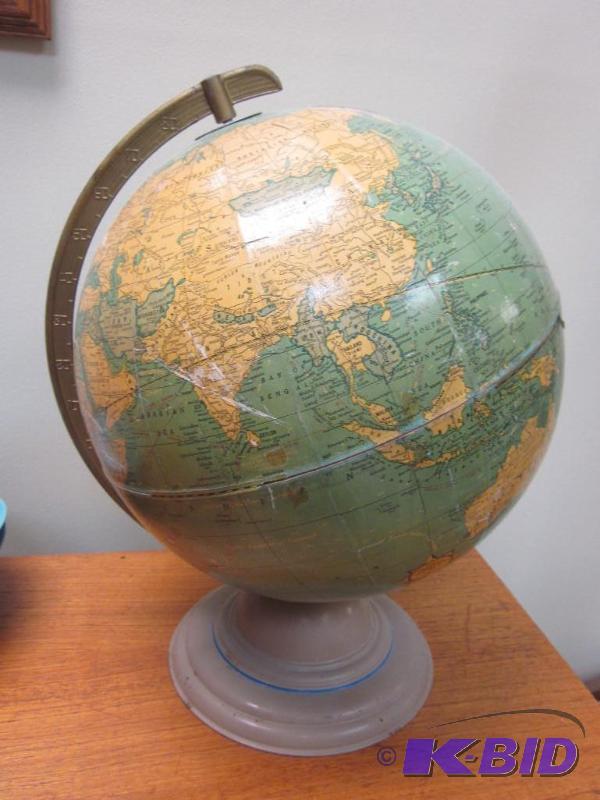 lot 128 image: 1960s Cram Terrestrial Globe 12 inch   ...