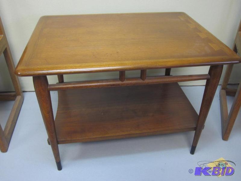 lot 13 image: Mid Century Lane end table, with intricate cr...