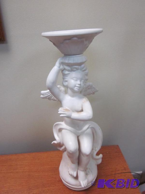 lot 137 image: Large 18 inch tall Art Nouveau ceramic statue...