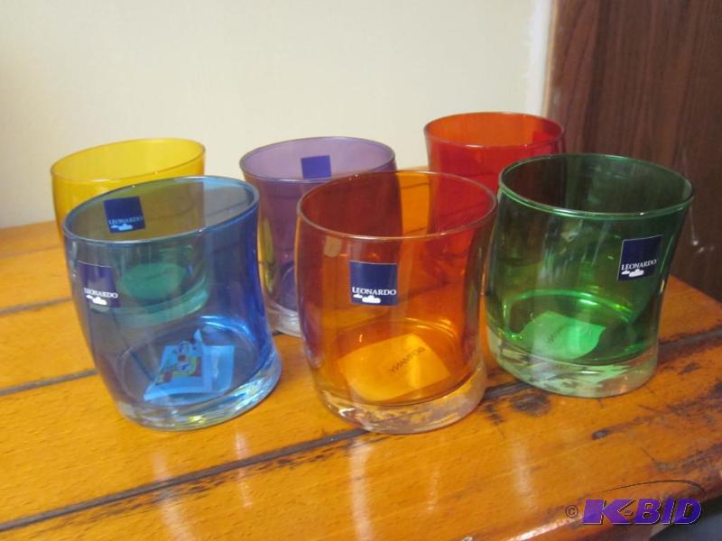 lot 145 image: Lot of (6) Leonardo modern colored glasses  &...