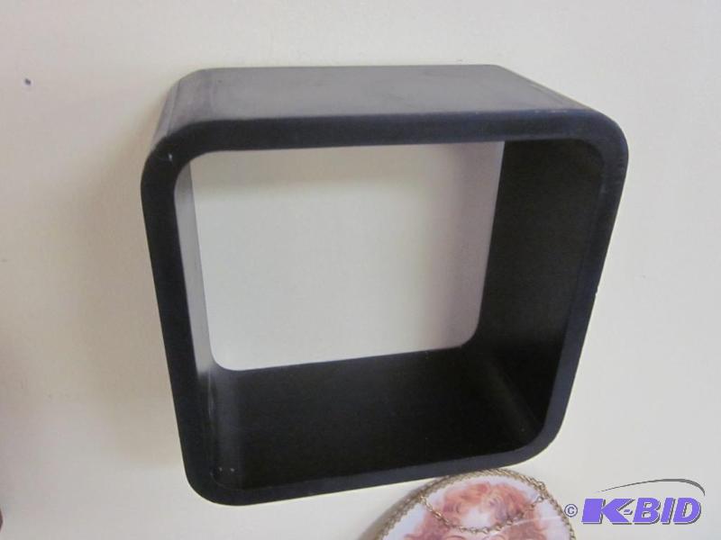 lot 155 image: Black enamel wooden floating shelf 8 inches b...