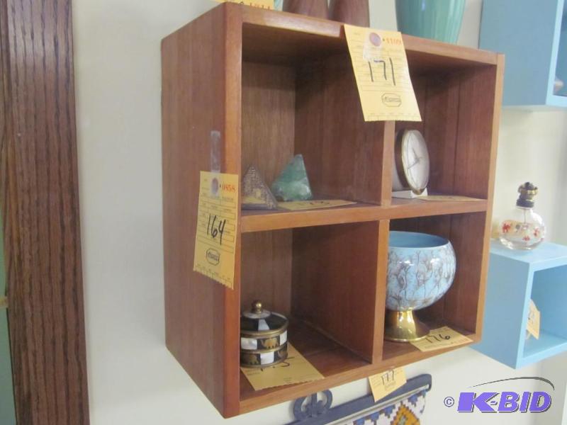 lot 164 image: (4) cubby solid wood floating bookshelf. ...