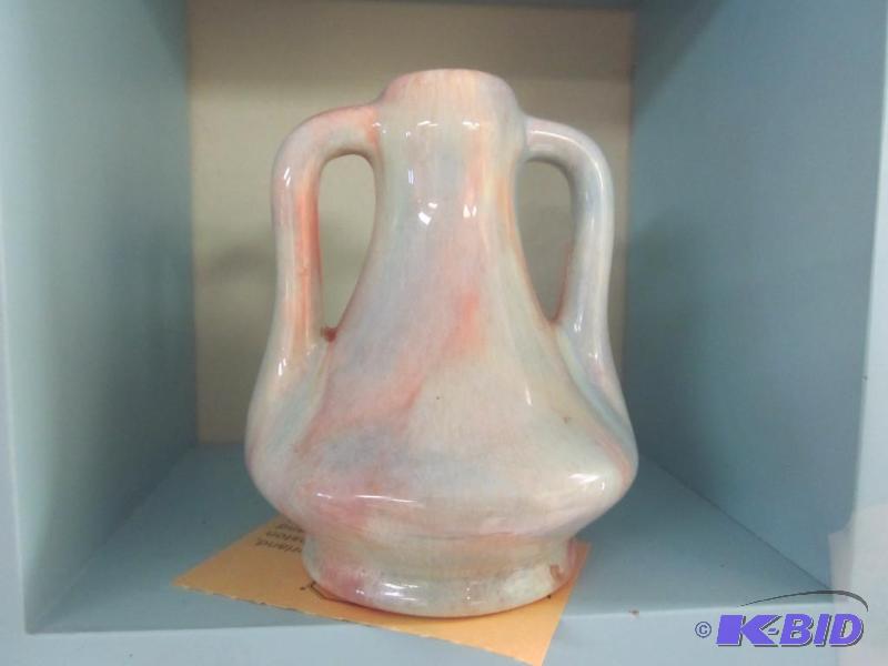 lot 167 image: Small double handled pottery vase.  Look...