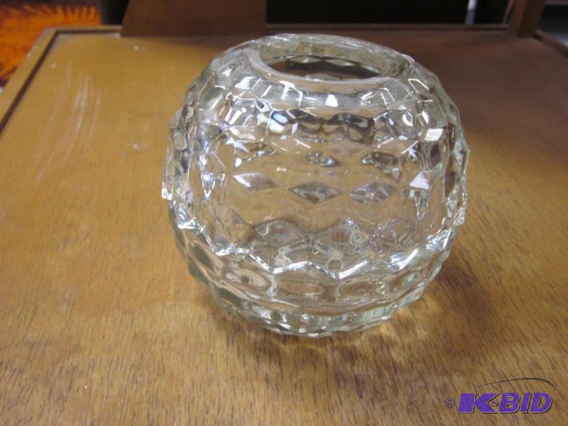 lot 203 image: two piece glass crystal candle holder.   ...