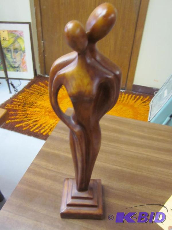 lot 207 image: 15 inch faux wood statue.      ...