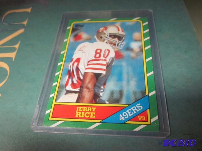 lot 231 image: 1986 Topps Jerry Rice rookie card in mint con...