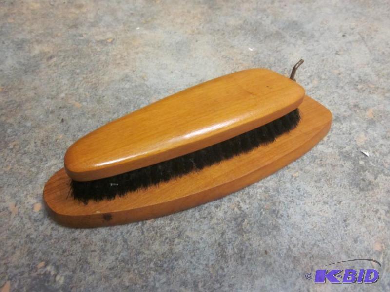 lot 242 image: Vintage shoe brush and wall holder.     ...