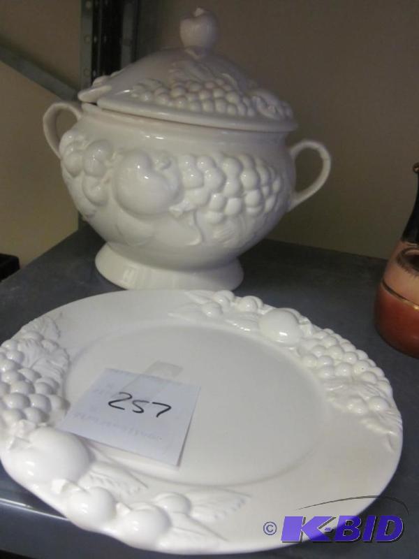 lot 257 image: Soup server and plate.      ...