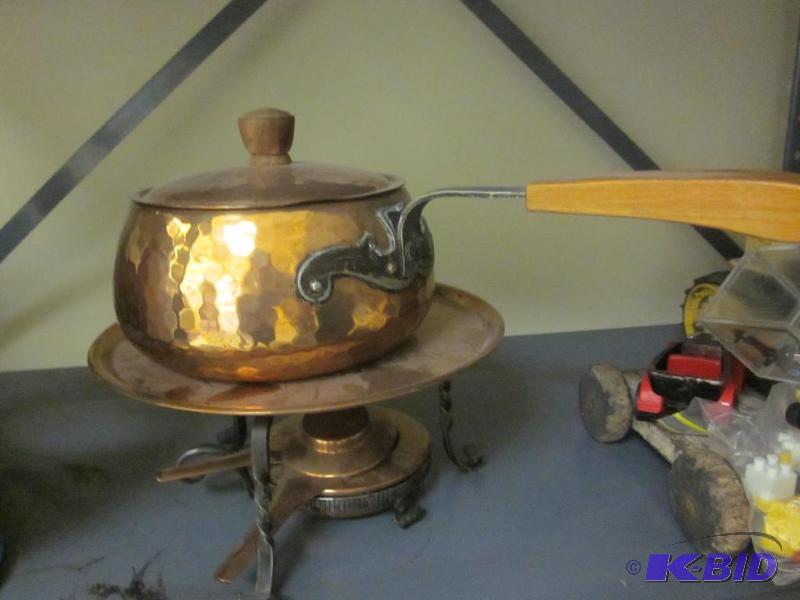lot 259 image: Swiss made solid copper fondue pot.   &n...