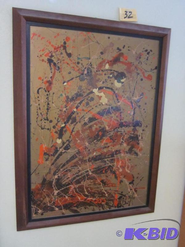 lot 32 image: Mid Century original art work painting, appro...